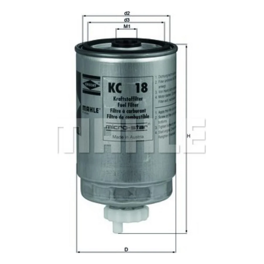Фільтр паливний Mahle KC18