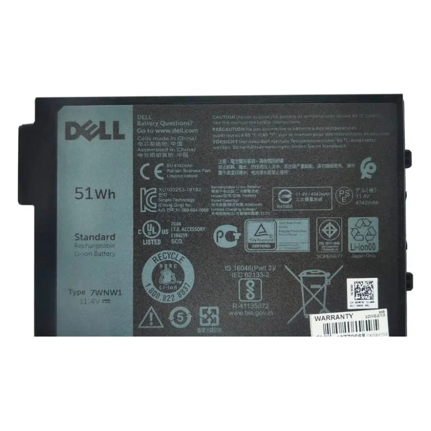 Акумулятор до ноутбука Dell Latitude 54247WNW1, 51Wh(4342mAh), 3cell, 11.4V, Li-ion (A47716)
