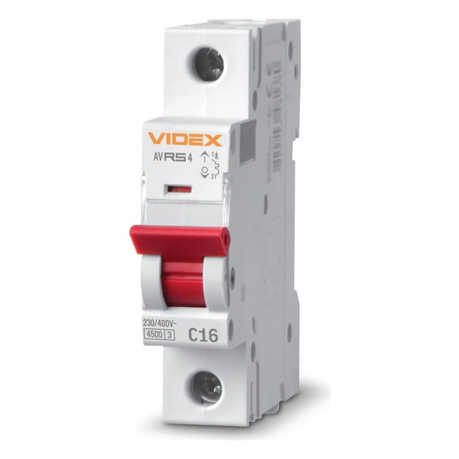 Автоматичний вимикач Videx RS4 RESIST 1п 16А С 4,5кА (VF-RS4-AV1C16)