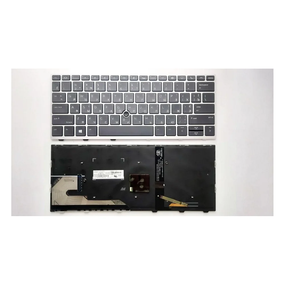 Клавіатура ноутбука HP EliteBook 830 G5 черная с серебр рамкой ТП и подсв (A46156)