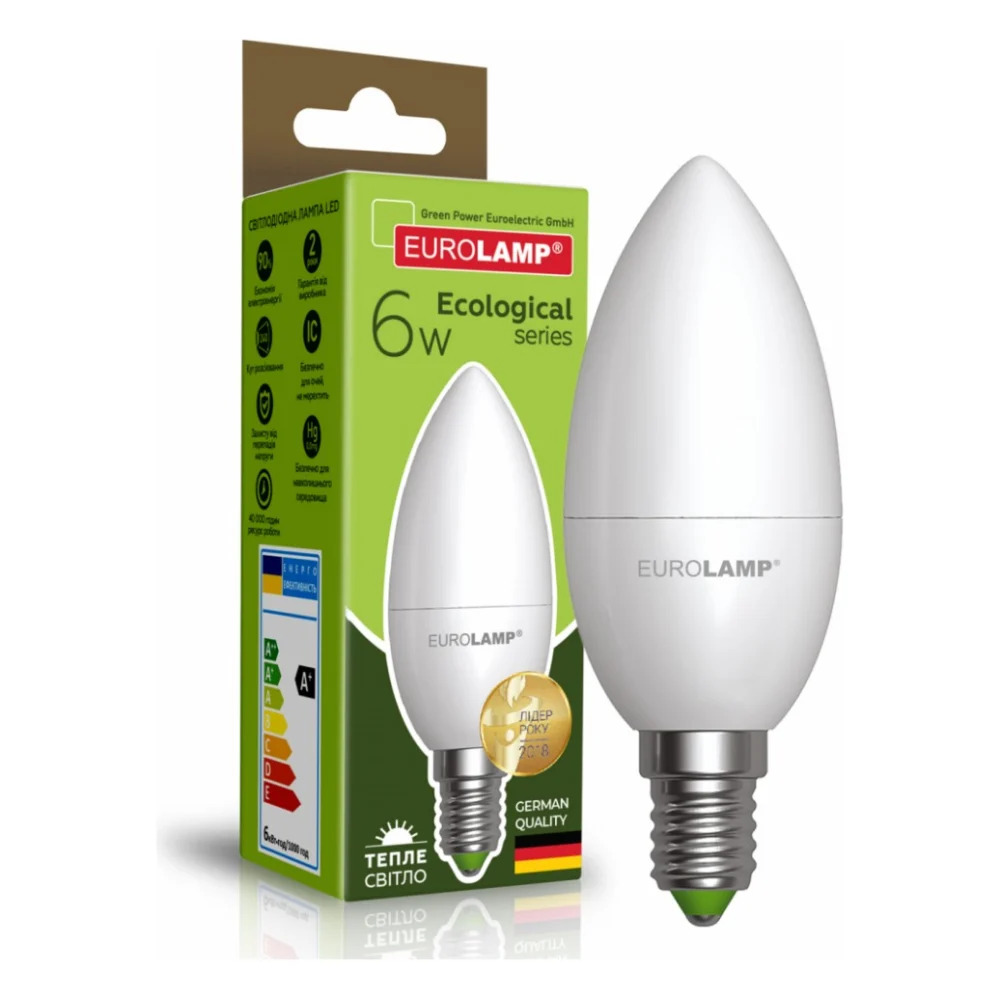 Лампочка Eurolamp LED CL 6W E14 3000K 220V (LED-CL-06143(P))
