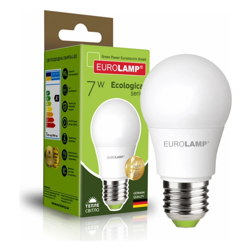 Лампочка Eurolamp LED А50 7W E27 3000K 220V (LED-A50-07273(P))