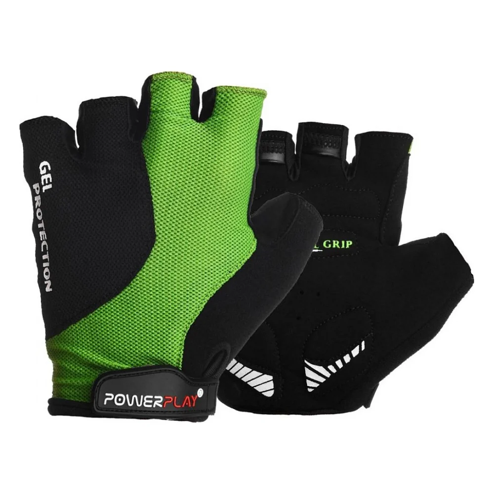 Велорукавиці PowerPlay 5028 Black/Green M (5028A_M_Green)