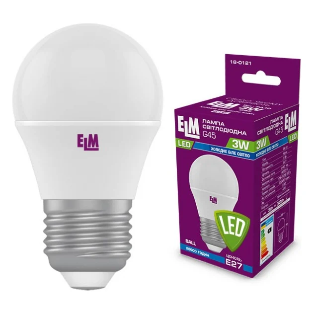 Лампочка ELM D45 3W PA10 E27 4000K (18-0121)