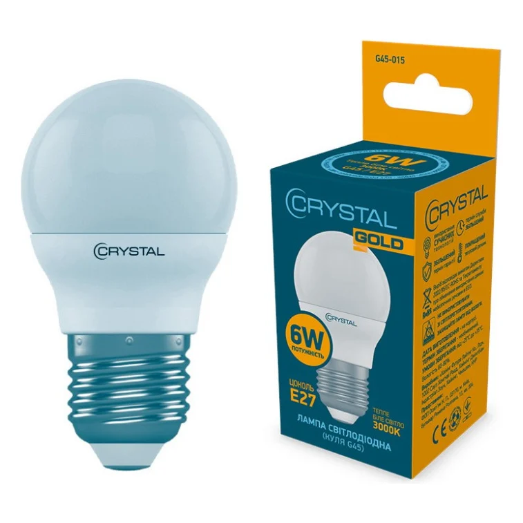 Лампочка CRYSTAL G45 6W PA E27 3000K (G45-015)