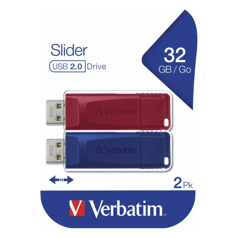 USB флеш накопичувач Verbatim 2x32GB Store'n'Go Slider Red/Blue USB 2.0 (49327) — фото 8