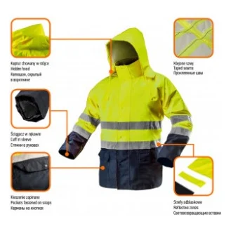 Куртка робоча Neo Tools підвищеної видимості, Oxford 300 D, жовта, р. XXXL (81-720-XXXL) — фото 2