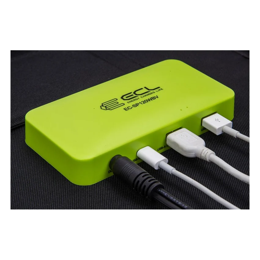 Портативна сонячна панель ECL 120W регулятор USB-C 2xUSB 1xQC 3.0 1550x555x5мм 3.9кг (EC-SP120WBV) — фото 5