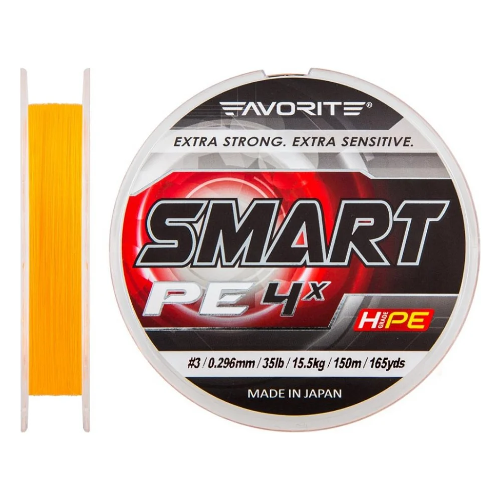 Шнур Favorite Smart PE 4x 150м оранжевый #3.0/0.296мм 15.5кг (1693.10.22)