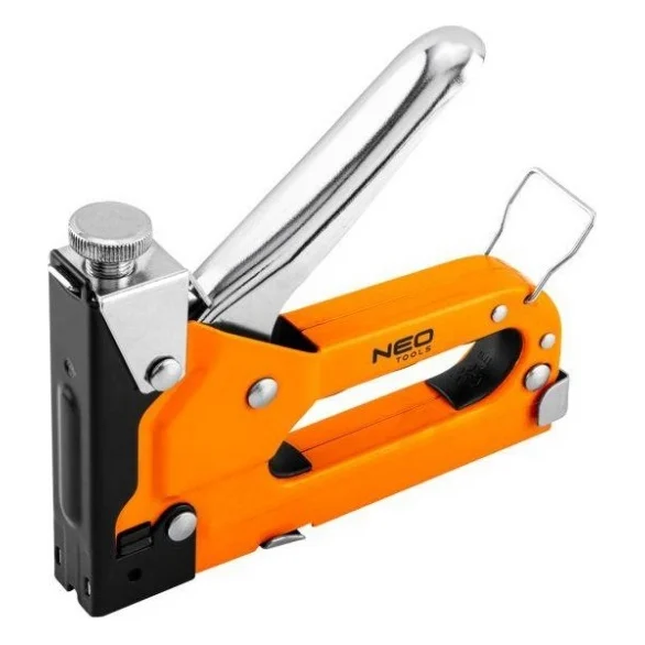 Степлер будівельний Neo Tools 3 в 1, 4-14 мм, тип скоб G, L, E, регулювання забивання скоб (16-031)