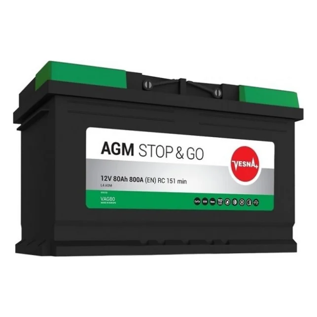 Акумулятор автомобільний Vesna 80 Ah/12V Vesna AGM Euro (314 085)