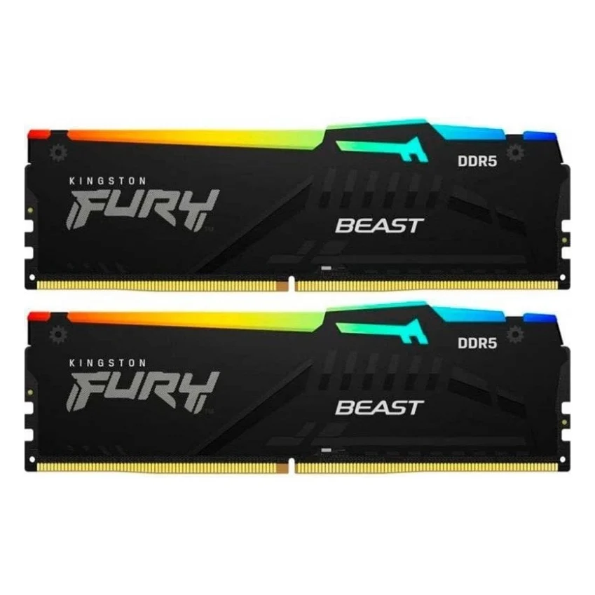 Модуль пам'яті для комп'ютера DDR5 32GB (2x16GB) 5200 MHz Beast RGB AM5 Black Kingston Fury (ex.HyperX) (KF552C36BBEAK2-32)