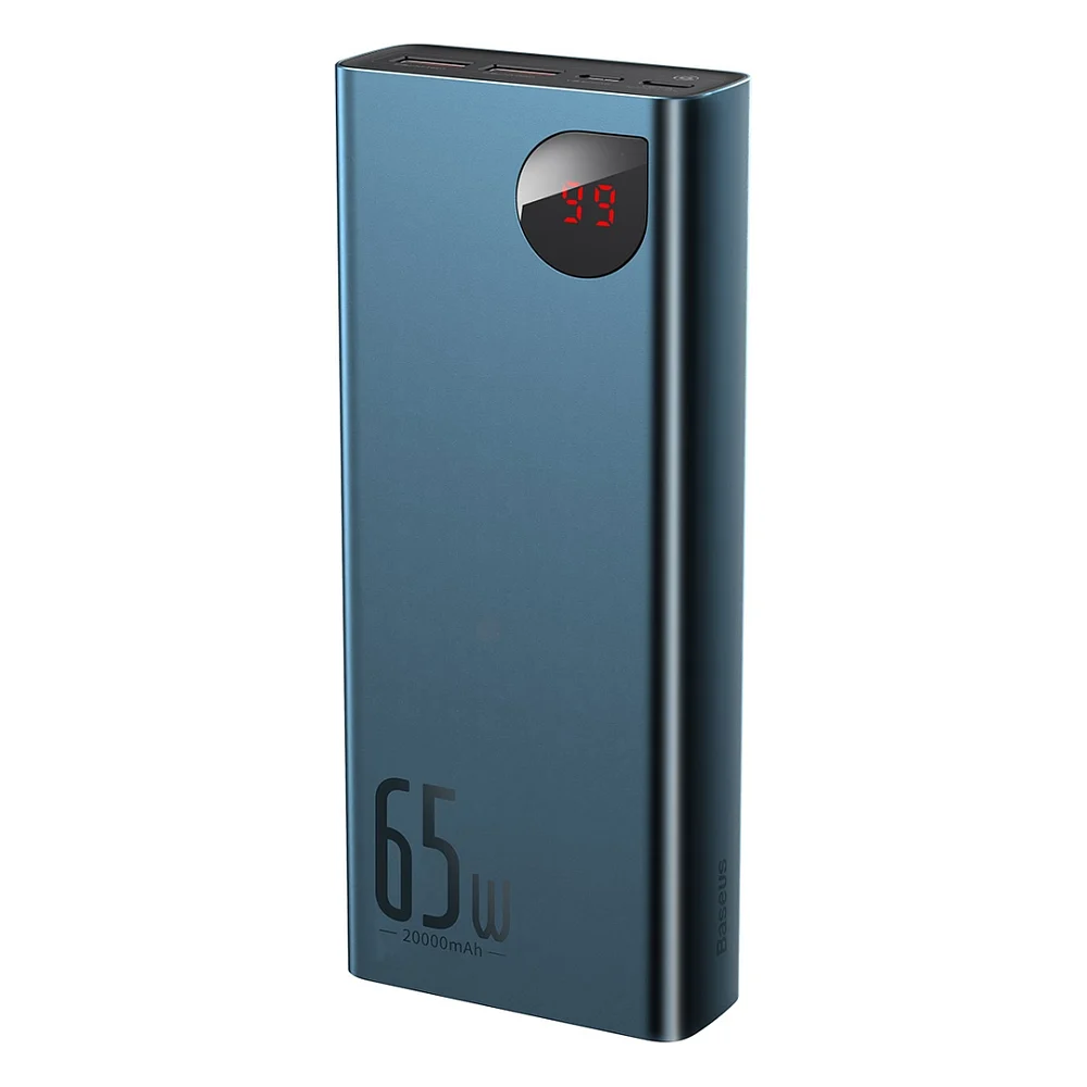 Батарея універсальна Baseus Adaman Metal 20000mAh PD 65W, USB-C, 2xUSB QC 3.0, Blue (PPIMDA-D03)