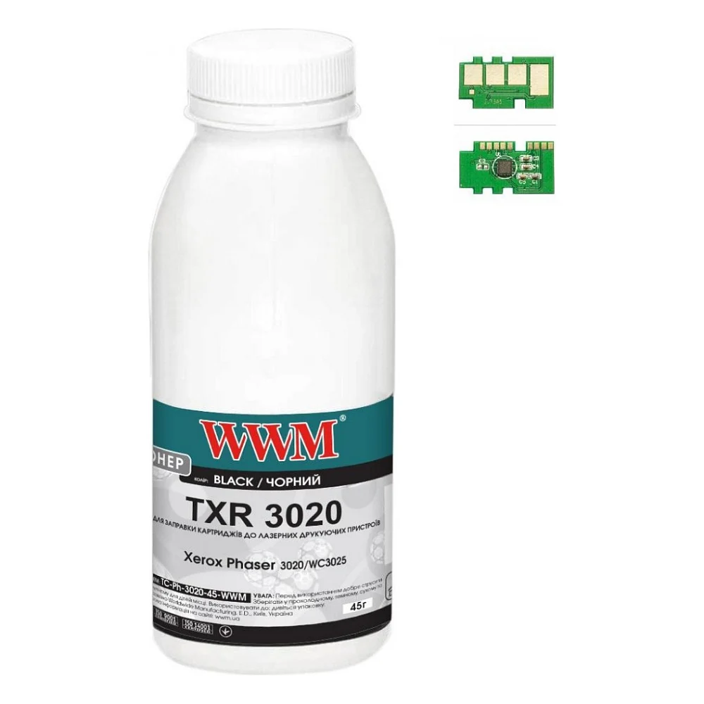 Тонер Xerox Ph3020/WC3025, 45г Black, chip WWM (TC-Ph-3020-45-WWM)