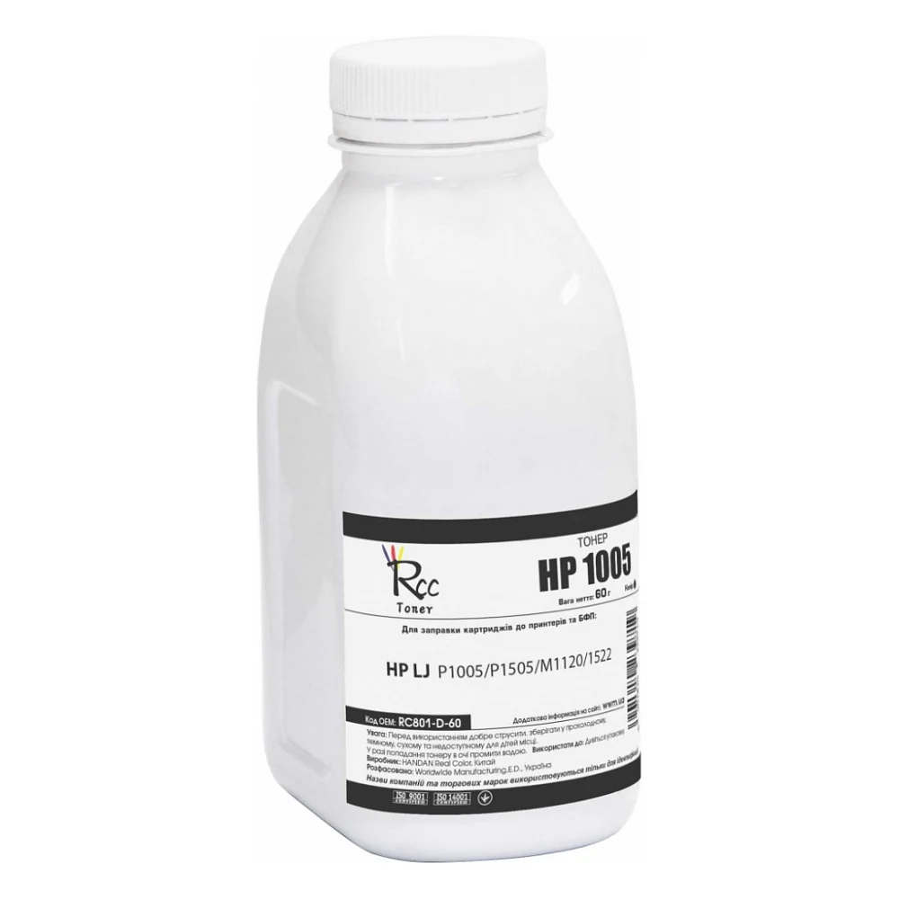 Тонер HP LJ P1005/P1505/M1120/1522, 60г Black RC (RC801-D-60)