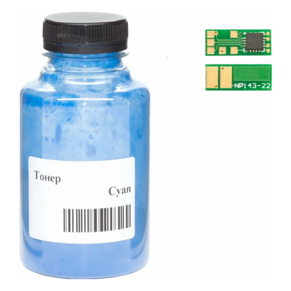 Тонер HP LJ Pro M252, Canon 045, 45г Cyan +chip WWM (045-CF401A-201C)