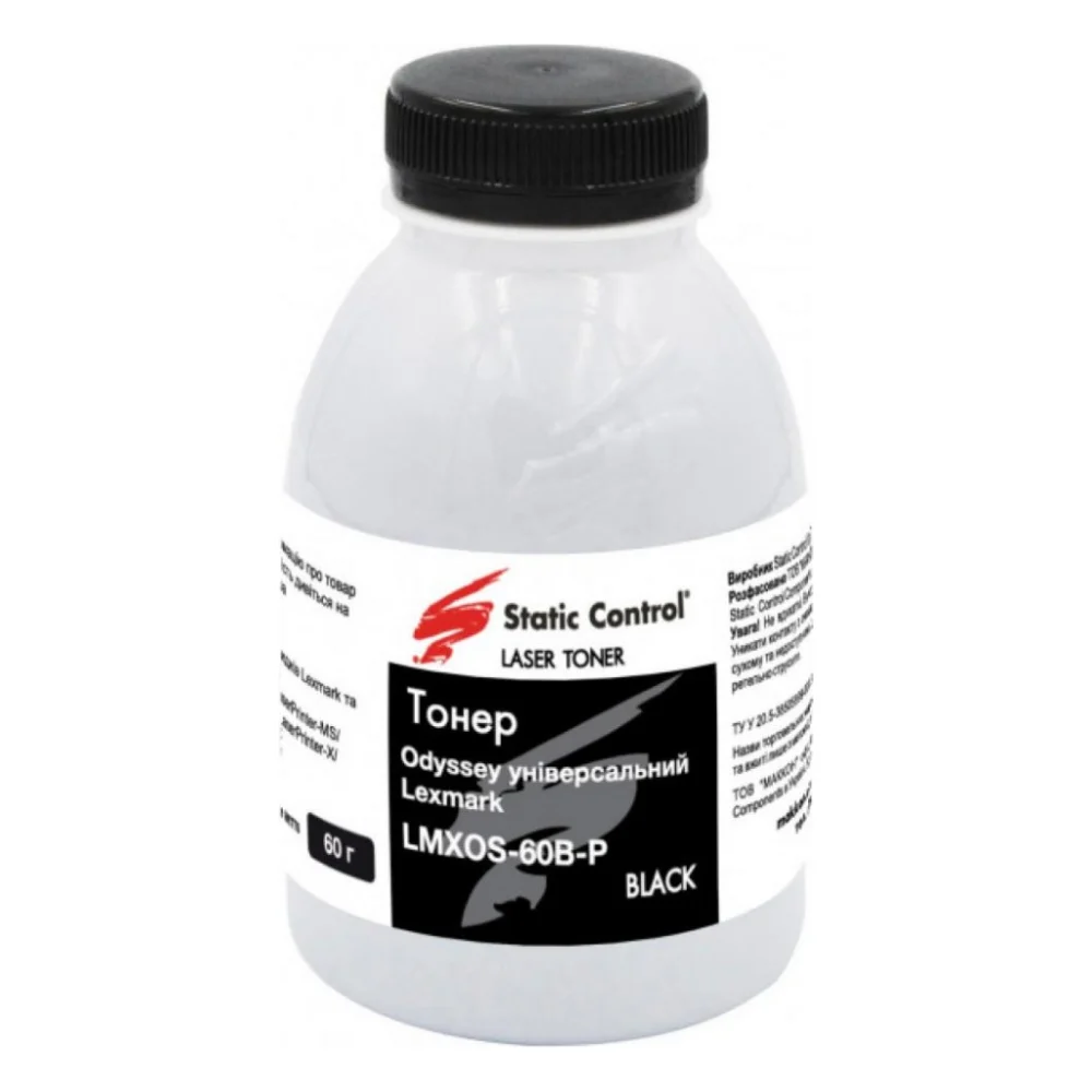 Тонер Lexmark Universal, Odyssey, 60г, фасовка Static Control (LMXOS-60B-P)