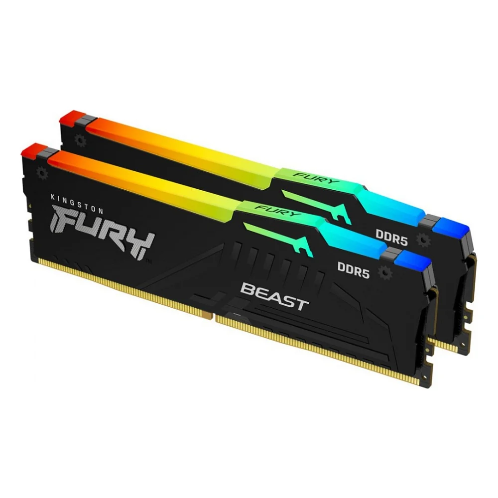 Модуль пам'яті для комп'ютера DDR5 64GB (2x32GB) 5600 MHz FURY Beast RGB Kingston Fury (ex.HyperX) (KF556C40BBAK2-64)