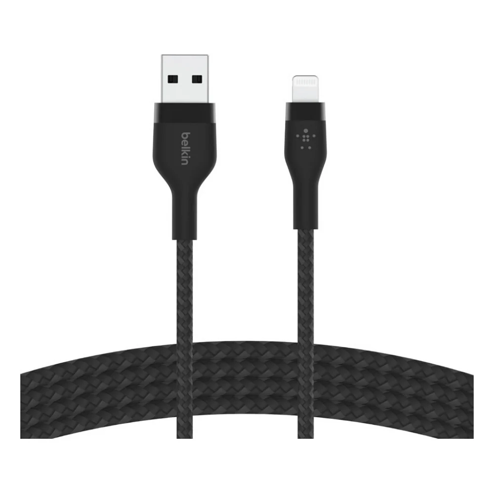 Кабель USB 2.0 AM to Lightning 1.0m BRAIDED SILICONE black Belkin (CAA010BT1MBK)