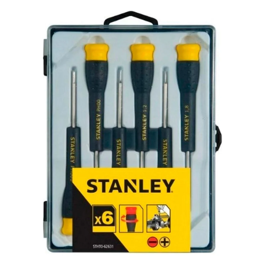 Набір викруток Stanley викруток точної механіки, 6 шт: SL2, SL2.5, SL3, PH000, PH00, PH0 (STHT0-62631)