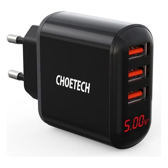 Зарядний пристрій Choetech (3USBх2.4A) Black (Q5009-EU)