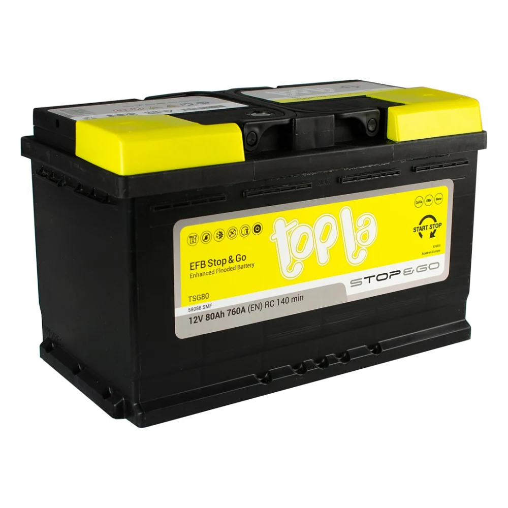 Акумулятор автомобільний Topla 80 Ah/12V EFB Euro (112 080)