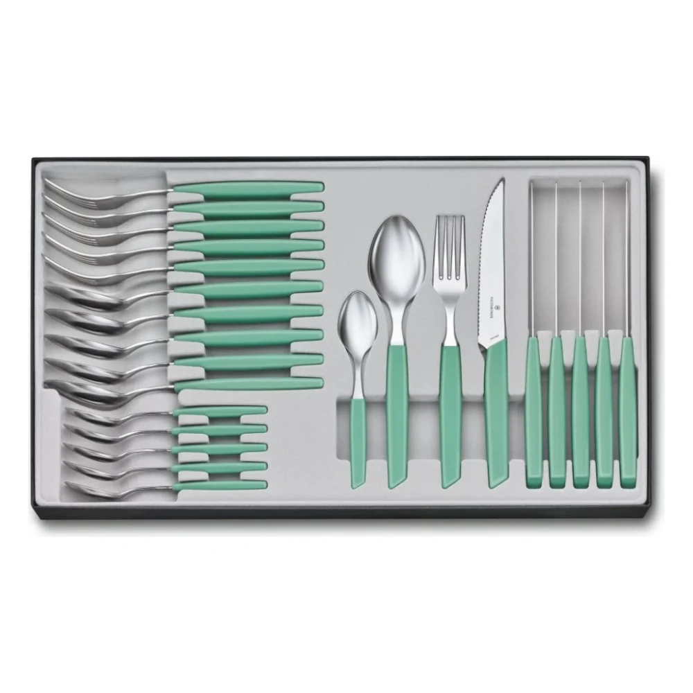 Набір столових приборів Victorinox Swiss Modern Table Set 24 шт Steak Mint (6.9096.12W41.24)