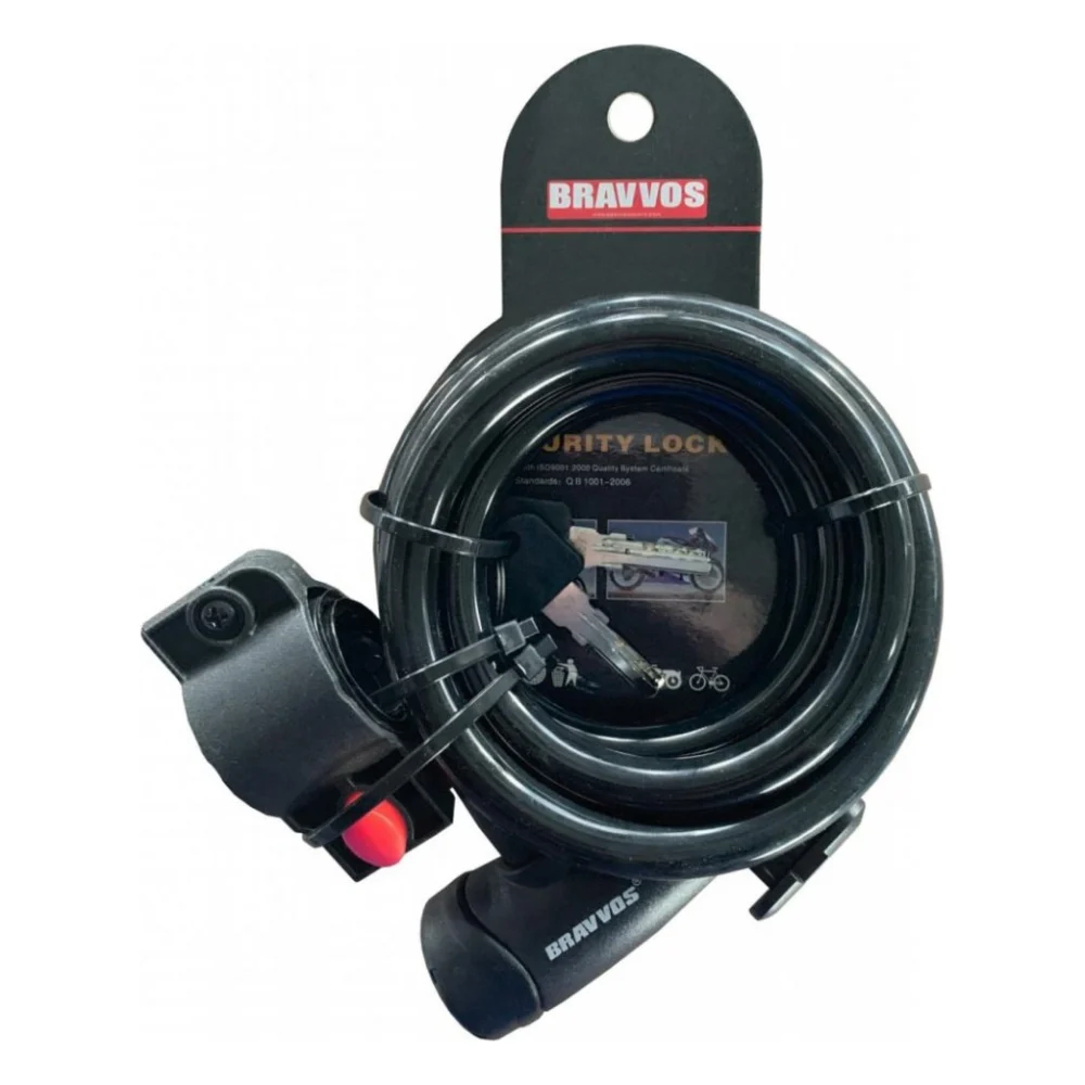 Замок велосипедний Bravvos LOC-065-110 Key 12mm х 1500mm Black (LCK-035)