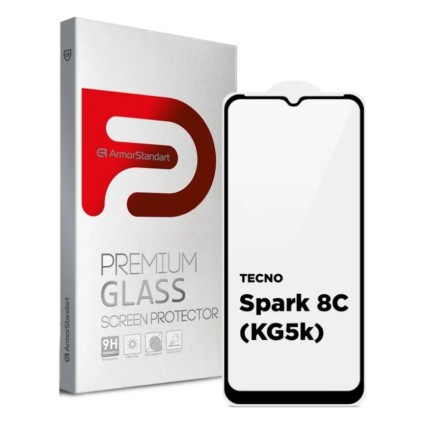 Скло захисне Armorstandart Full Glue TECNO Spark 8C (KG5k) Black (ARM64523)