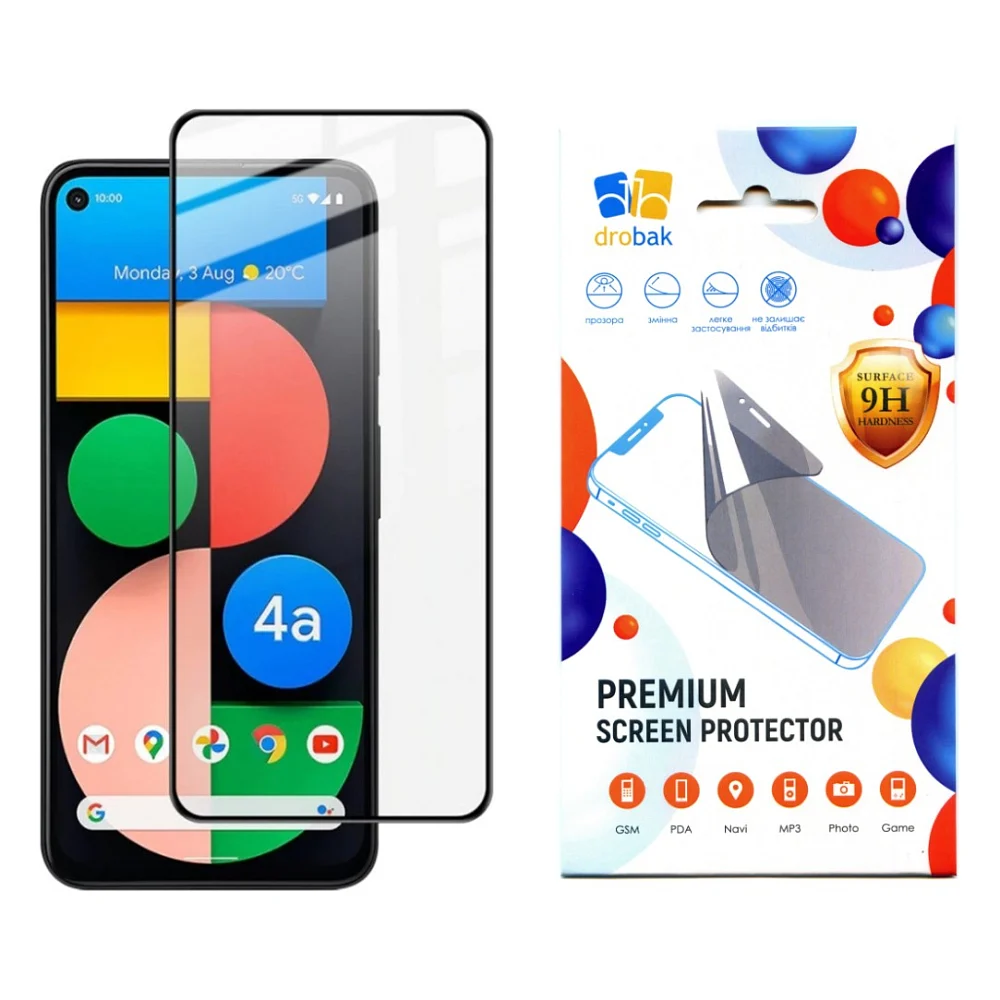 Скло захисне Drobak Google Pixel 4a 5G Black Frame A+ (616134)