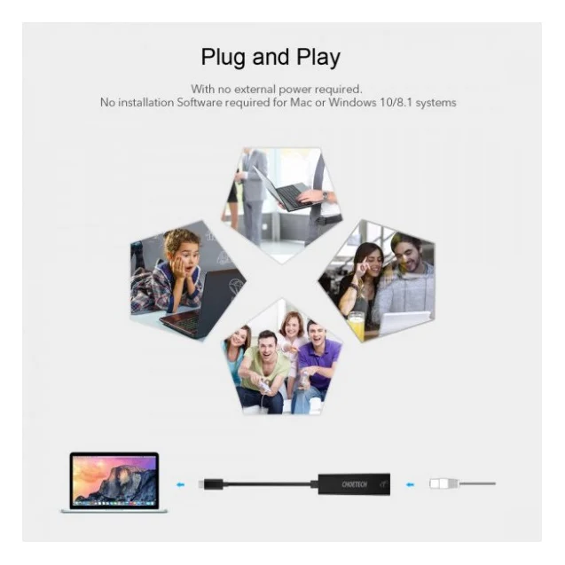 Адаптер USB-C to Gigabit Ethernet Choetech (HUB-R01) — фото 8