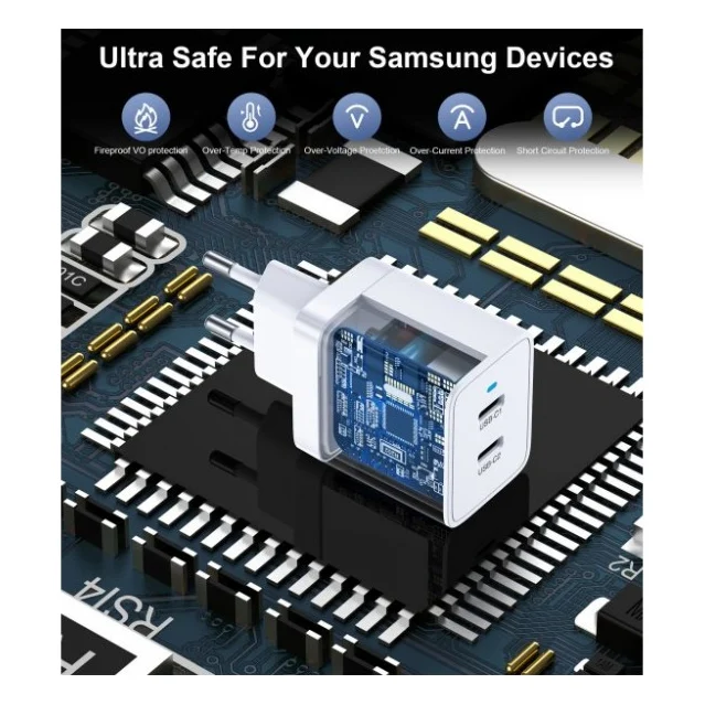 Зарядний пристрій Choetech 2xUSB-C 40W PD/QC/PPS (Q5006-EU-WH) — фото 5