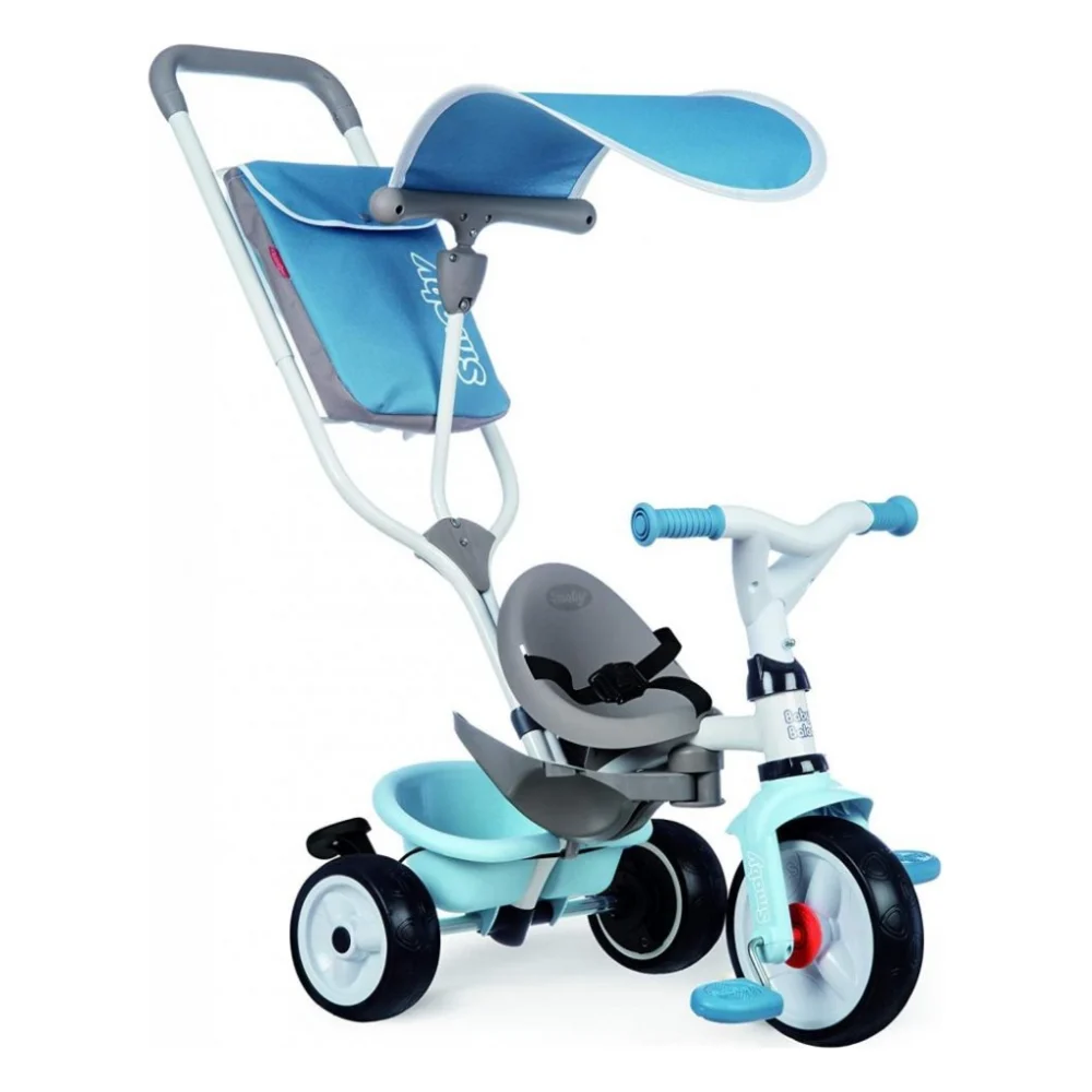 Дитячий велосипед Smoby з козирком, багажником та сумкою Блакитний (741400)