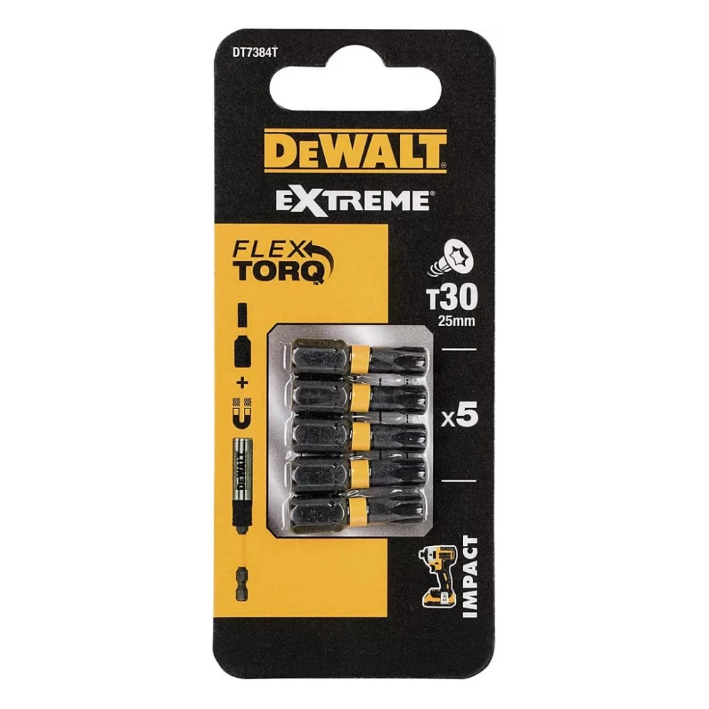 Набір біт DeWALT IMPACT TORSION, ударні, Torx, Т30, L = 25 мм, 5 шт (DT7384T)