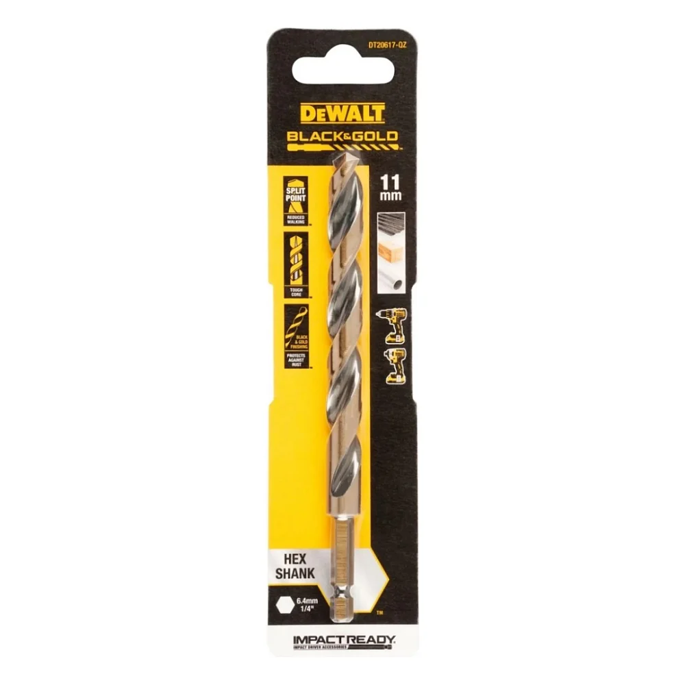 Свердло DeWALT по металу EXTREME IMPACT Black&Gold, HSS-G, 11 х 144,9 х 106,9 мм, 1 шт. (DT20617)