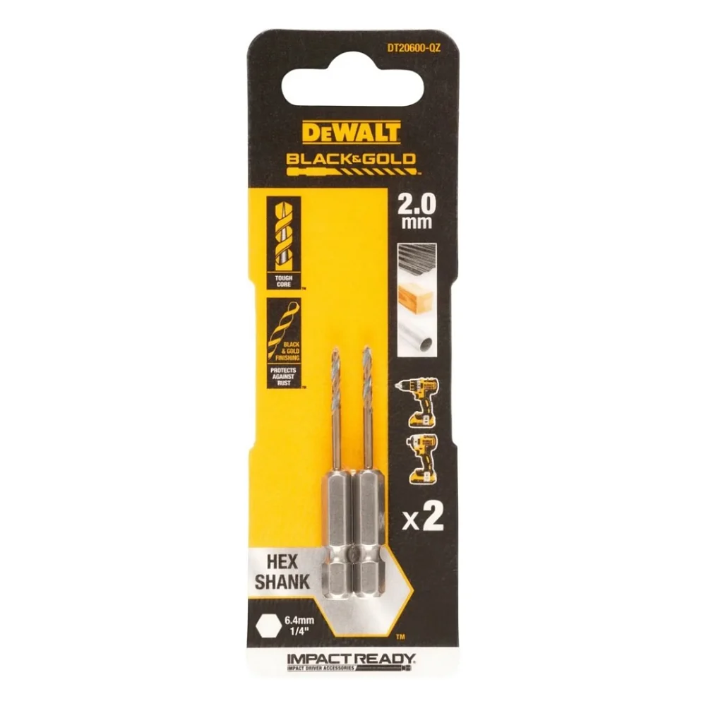 Свердло DeWALT по металу EXTREME IMPACT Black&Gold, HSS-G, 2 х 55 х 11,6 мм, 2 шт. (DT20600)