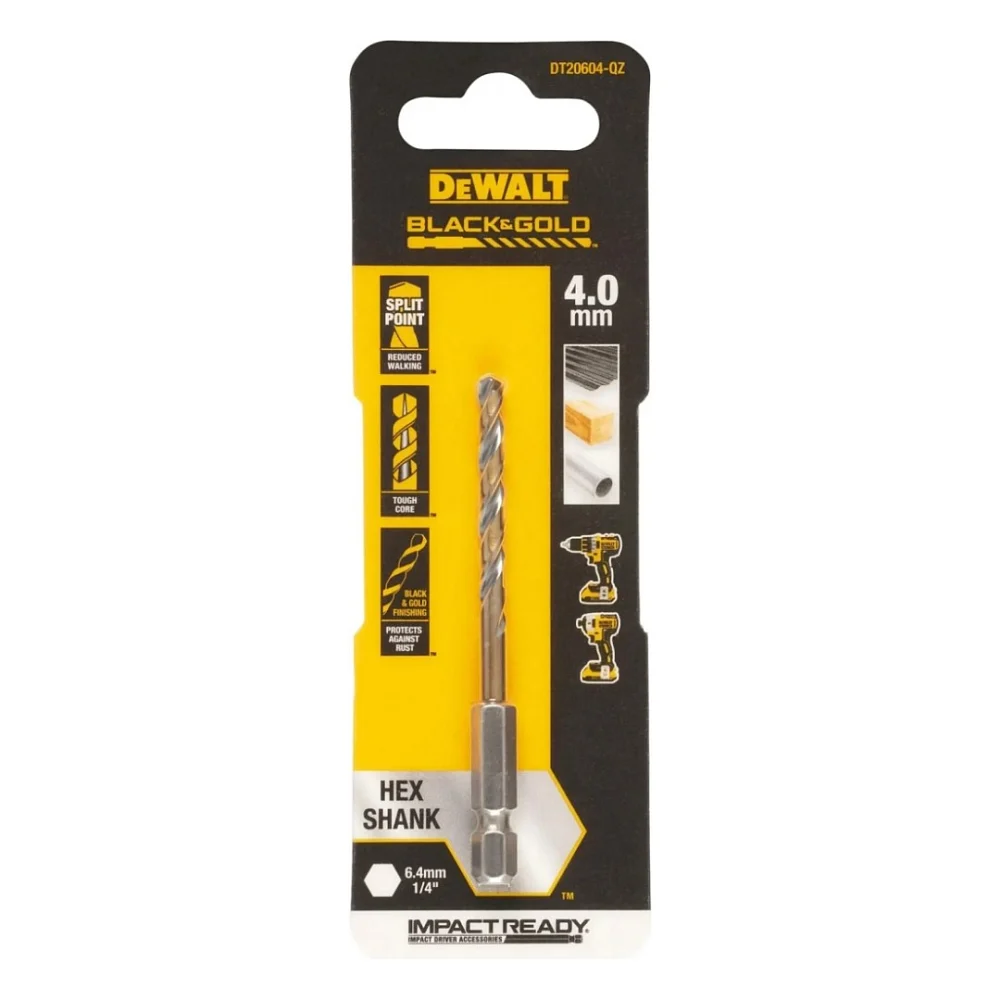 Свердло DeWALT по металу EXTREME IMPACT Black&Gold, HSS-G, 4 х 80 х 31,5 мм, 1 шт. (DT20604)