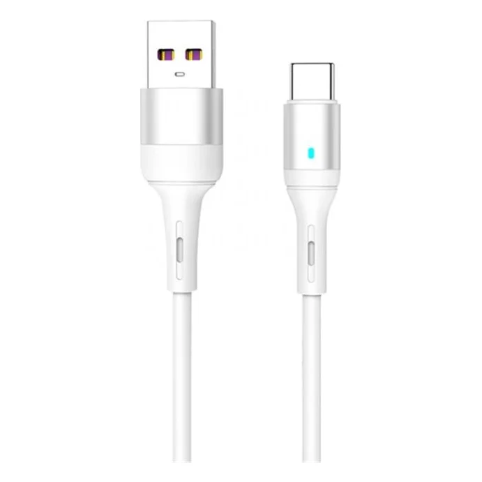 Кабель SkyDolphin S06T LED Smart Power USB - Type-C 1м, White (USB-000556)