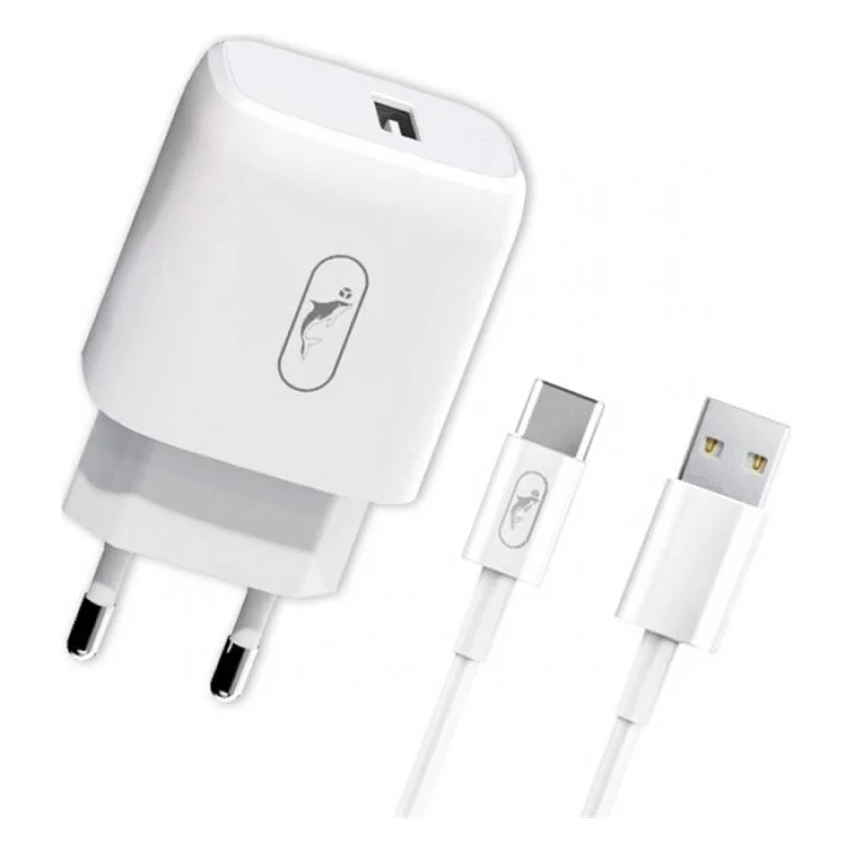 Зарядний пристрій SkyDolphin SC22ET (1USB, 2.1A) White (MZP-000159) + кабель Type-C