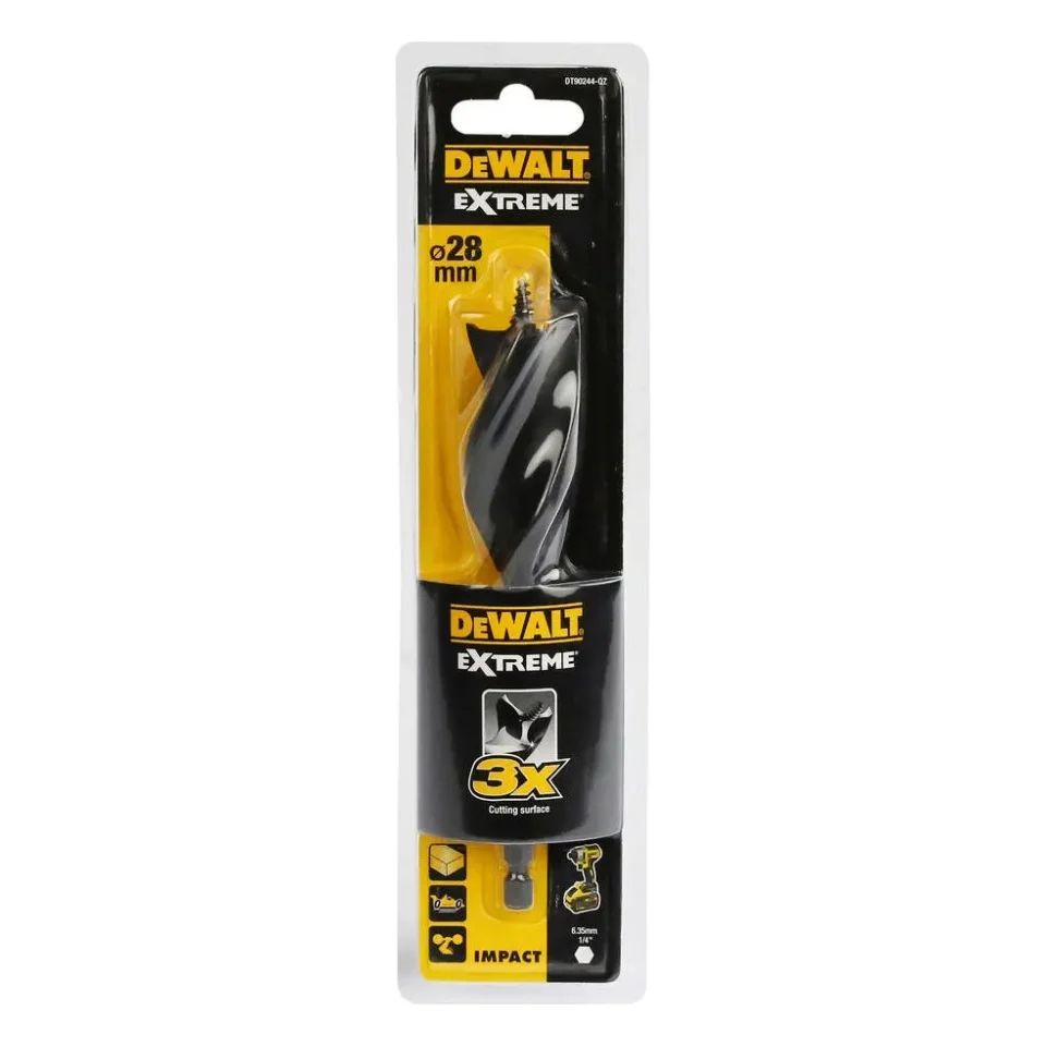 Свердло DeWALT по дереву спіральне, D = 28 мм, L = 152 мм, WL = 100 мм, 1 шт (DT90244)
