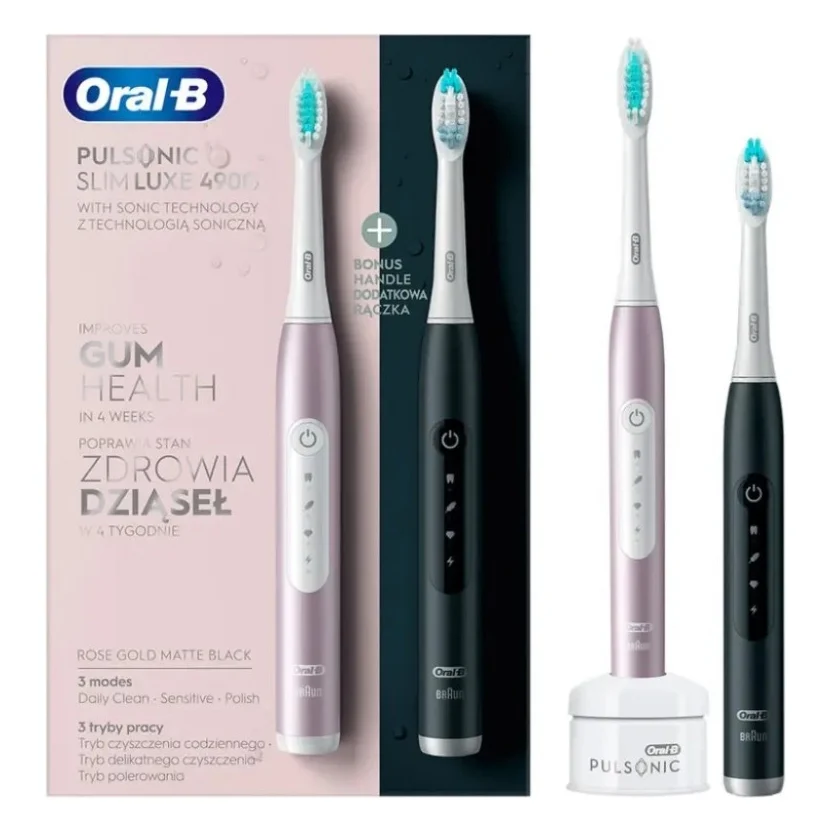 Електрична зубна щітка Oral-B 4900 S411.526.3H Pulsonic Slim Luxe RoseGold + MatteBlack