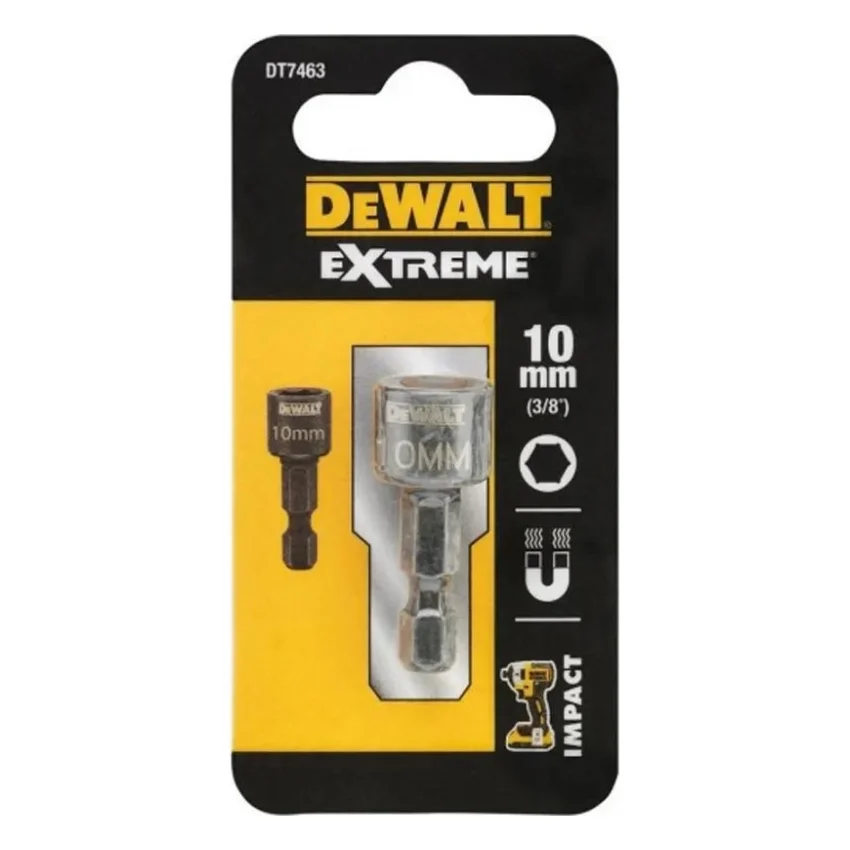 Головка торцева DeWALT магнітна EXTREME Impact 1/4"х10 мм, шестигранна (DT7463)