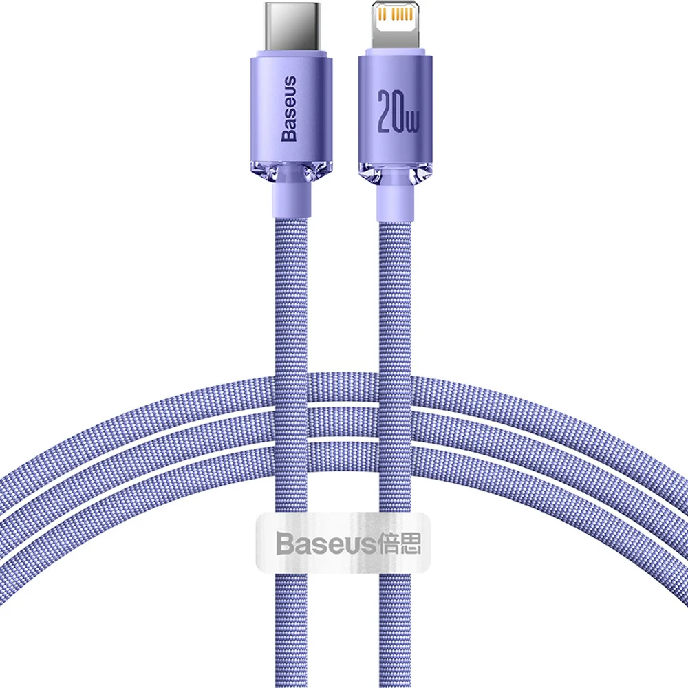 Кабель Baseus Crystal Shine Series Fast Charging Data Cable Type-C to Lightning 20W 1.2м Purple (CAJY000205)