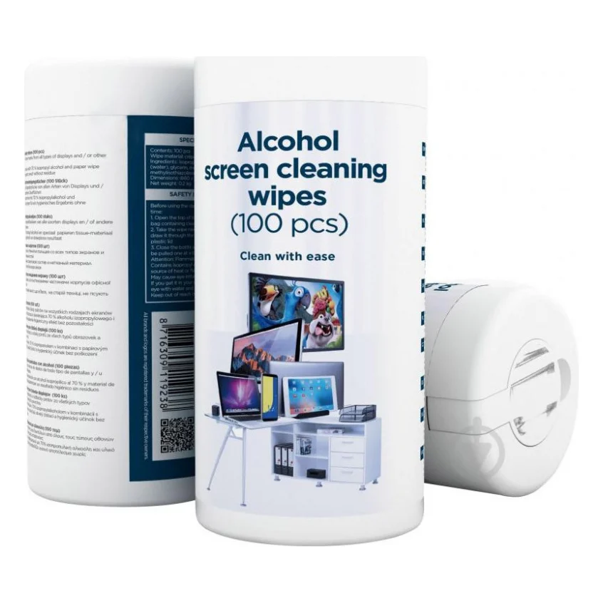 Серветки Gembird Alcohol screen cleaning wipes, 100 pcs (CK-AWW100-01)