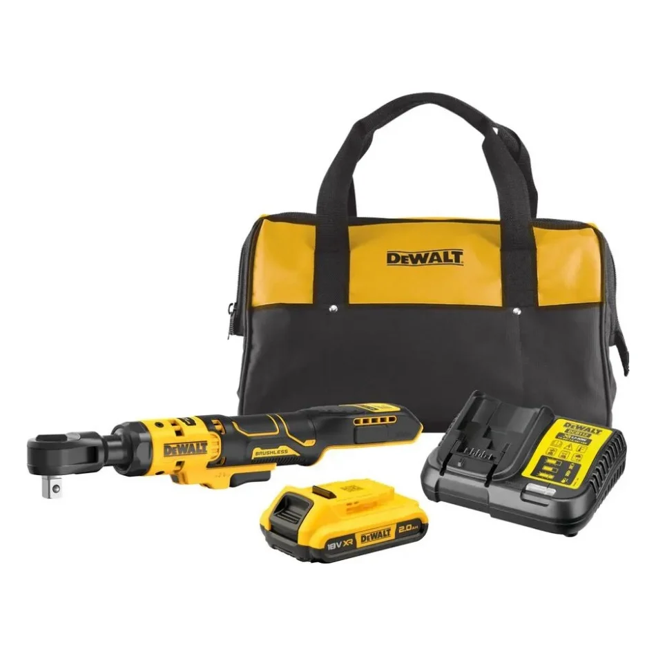 Гайковерт DeWALT кутовий - тріскачка, 18V XR Li-lon 2Ah, 95 Нм, сумка (DCF512D1)