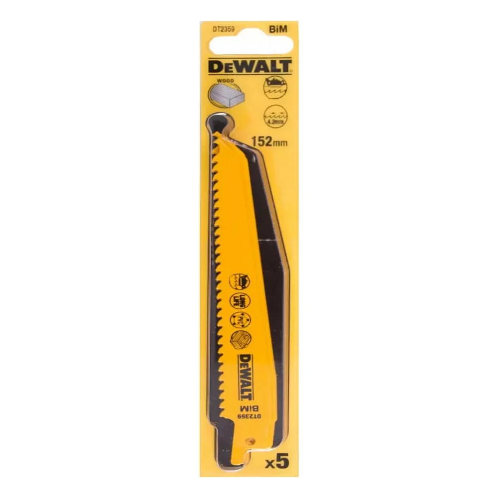 Полотно DeWALT пиляльне біметалеве, швидкий пропил, 152 мм, 6 TPI, 5 шт (DT2359)