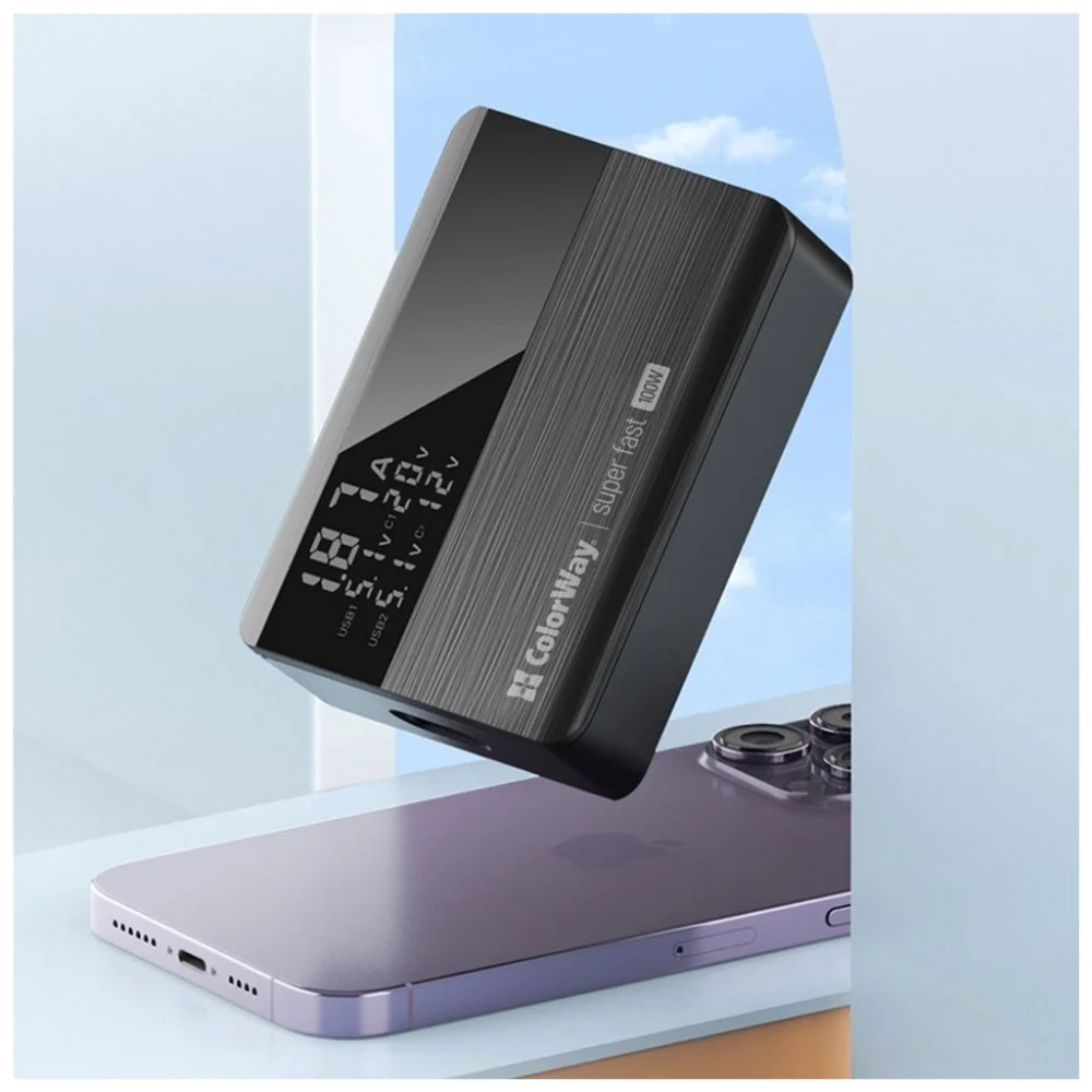 Зарядний пристрій ColorWay Power Delivery GaN (2USB-A + 2USB TYPE-C) (100W) black (CW-CHS041PD-BK) — фото 11