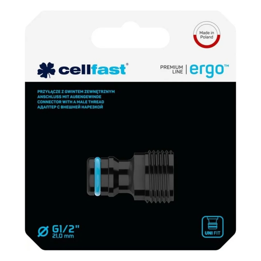 Конектор для шланга Cellfast для крана ERGO 1/2' із зовнішнім різьбленням (блістер) (53-230) — фото 2