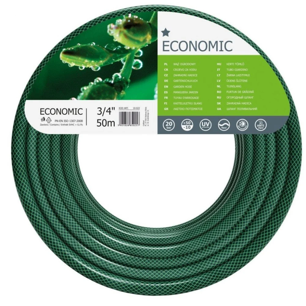 Шланг для поливу Cellfast ECONOMIC, 3/4", 50м, 3 шари, до 20 Бар, -10…+50°C (10-022)