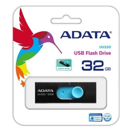 USB флеш накопичувач ADATA 32GB UV220 Black/Blue USB 2.0 (AUV220-32G-RBKBL) — фото 3